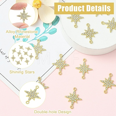 10Pcs Zinc Alloy Crystal Rhinestone Connector Charms ALRI-YW0001-43-1