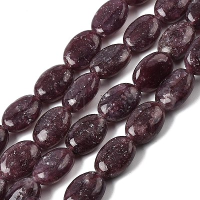 Natural Lepidolite/Purple Mica Stone Beads Strands G-B167-B01-10x14mm-1