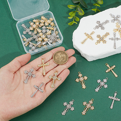 36Pcs 6 Styles Alloy Rhinestone Pendants FIND-NB0006-74-1