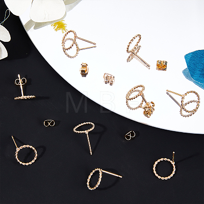 20Pcs Long-Lasting Plated Brass Ring Stud Earrings for Women KK-BBC0003-41-1