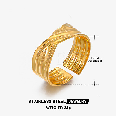 304 Stainless Steel Cuff Open Rings for Women WG241C9-03-1