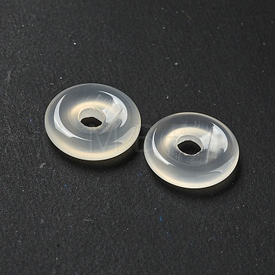 Natural White Agate Donut/Pi Disc Charms G-G142-01V-1