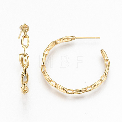 Brass Half Hoop Earrings KK-R117-055G-NF-1