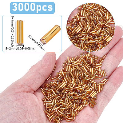 3000Pcs Silver Lined Glass Bugle Beads SEED-ME0001-29-1