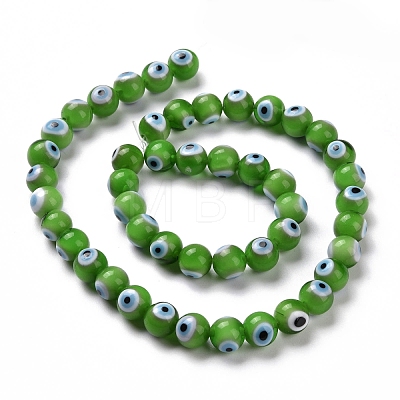 Handmade Evil Eye Lampwork Round Bead Strands LAMP-L055-8mm-24-1