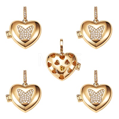 Brass Micro Pave Clear Cubic Zirconia Diffuser Locket Pendants ZIRC-SZ0003-58-1