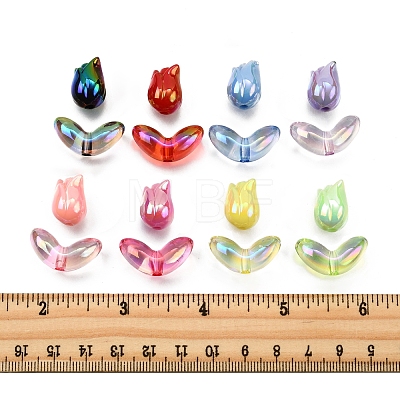 48Pcs 2 Styles UV Plated Acrylic Beads SACR-FS0001-37-1
