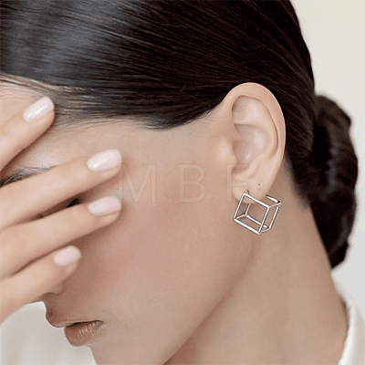 S925 Silver Geometric Square Triangle Earrings Minimalist Elegant Stylish Jewelry for Women GU8226-1-1