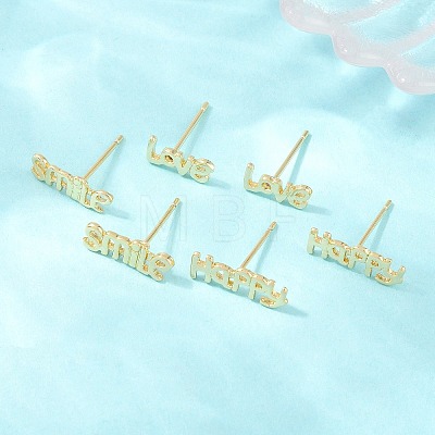 Brass Stud Earrings EJEW-P346-02-G-1
