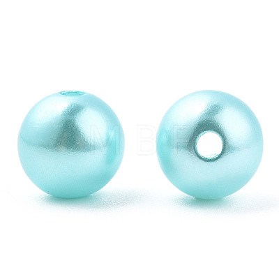 Spray Painted ABS Plastic Imitation Pearl Beads OACR-T015-05C-08-1