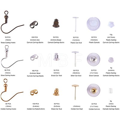 Brass Earring Hooks and Plastic Ear Nuts FIND-PH0015-08-1