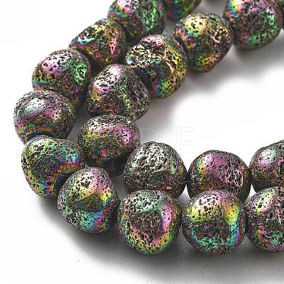 Electroplated Natural Lava Rock Beads Strands G-A251-D01-01H-1