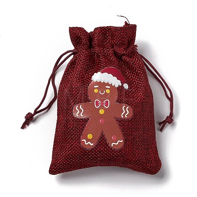 6Pcs 6 Styles Christmas Theme Rectangle Jute Bags ABAG-E007-01-1