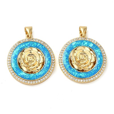 Rack Plating Brass Micro Pave Cubic Zirconia Pendants KK-P268-11B-G-1
