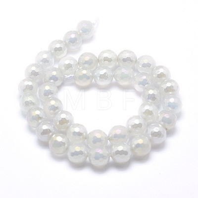 Electroplated Natural Agate Beads Strands G-O164-01B-8mm-1