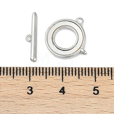 Brass & Shell Toggle Clasps KK-K391-10P-1