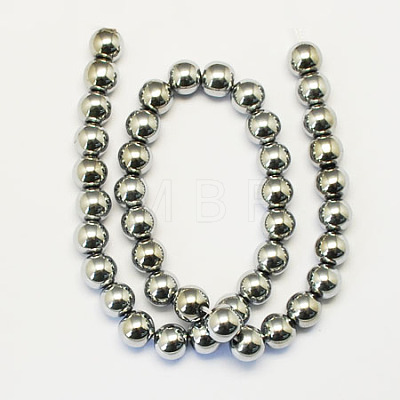Non-magnetic Synthetic Hematite Beads Strands G-S096-12mm-3-1