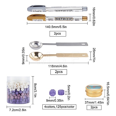 CRASPIRE DIY Wax Seal Wax Sealing Stamps Tools Sets DIY-CP0002-82B-1
