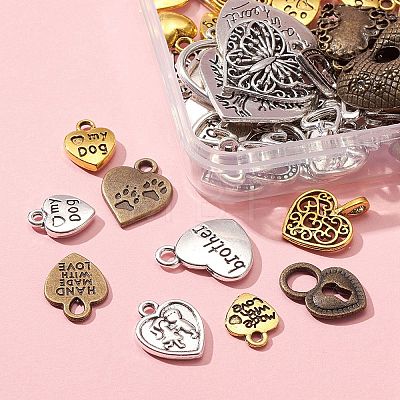 90G 3 Colors Ideas for Valentine Day Gifts Tibetan Style Alloy Pendants TIBEP-FS0001-08-1