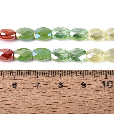 Electroplate Imitation Jade & Opaque & Transparent Glass Beads Strands EGLA-Q135-6x8MM-01C-1