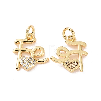 Rack Plating Brass Micro Pave Clear Cubic Zirconia Charms X-ZIRC-C042-03G-1