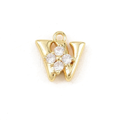 Brass Micro Pave Clear Cubic Zirconia Charms KK-Z151-18G-W-1