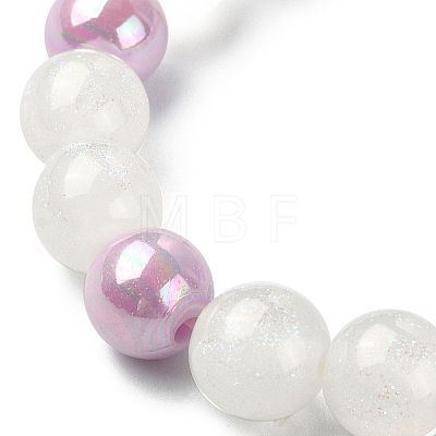 Sparkling Resin & Acrylic Heart Beaded Stretch Bracelet for Kids Jewelry BJEW-JB09549-1