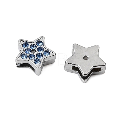 Alloy with Rhinestone Slide Charms RB-NH0002-05P-1