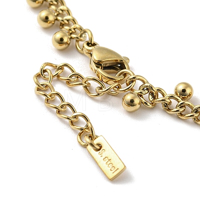 304 Stainless Steel Round Ball Charms Link Chain Bracelets BJEW-G686-05G-1