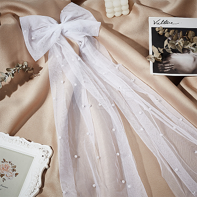 Bowknot Polyester Mesh Bridal Veils DIY-WH0430-520-1