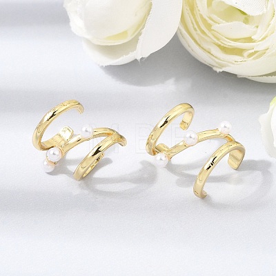 Brass ABS Plastic Pearl Cuff Earrings for Women PL-CBA43D6-02G-1