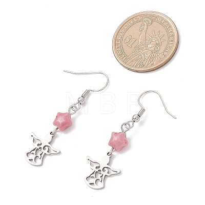 Angel with Star 304 Stainless Steel Dangle Earrings EJEW-JE06792-1