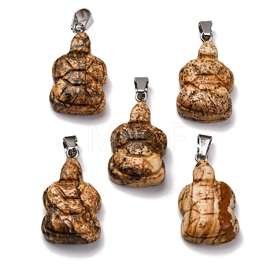 Natural Picture Jasper Pendants G-B127-06P-08-1