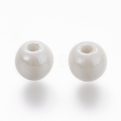 Pearlized Handmade Porcelain Round Beads X-PORC-S489-6mm-01-1