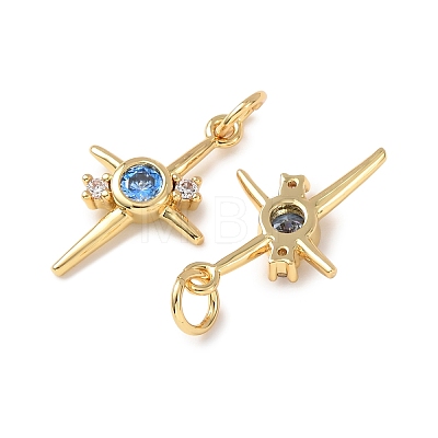 Brass Micro Pave Cubic Zirconia Pendants KK-C143-43C-G-1