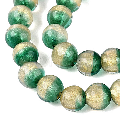Handmade Lampwork with Gold Powder Beads Strands LAMP-N037-06A-03-1
