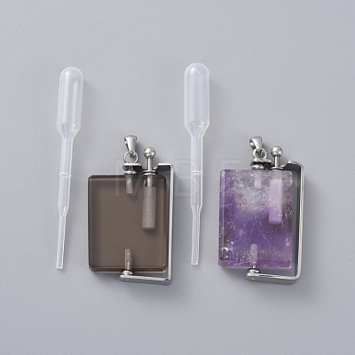 Rotatable Natural Quartz Perfume Bottle Pendants G-M362-03P-1