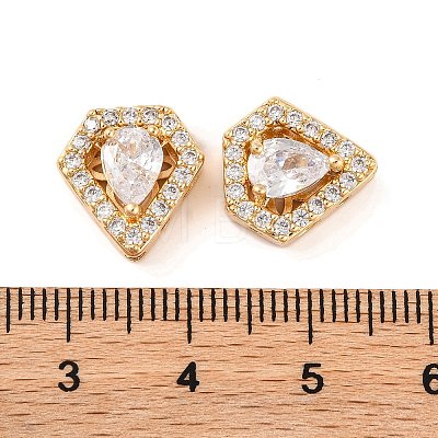 Brass Micro Pave Clear Cubic Zirconia Beads KK-S389-28G-1