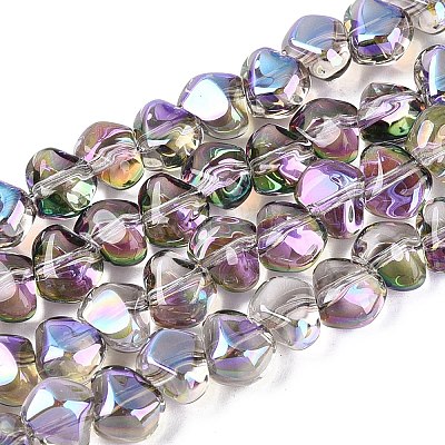 Electroplate Transparent Glass Beads Strands EGLA-Q133-01A-07-1