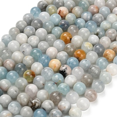 Natural Aquamarine Beads Strands X-G-F591-29B-10mm-01-1