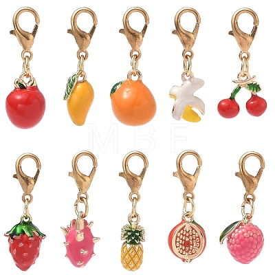 Brass Enamel Pendant Decorations HJEW-YW00573-10-1