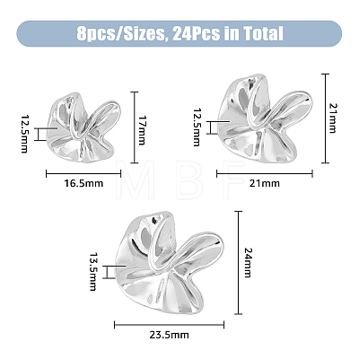 HOBBIESAY 24Pcs 3 Style Irregular Flower Shape 1-Hole Zinc Alloy Shank Buttons BUTT-HY0001-01P-1