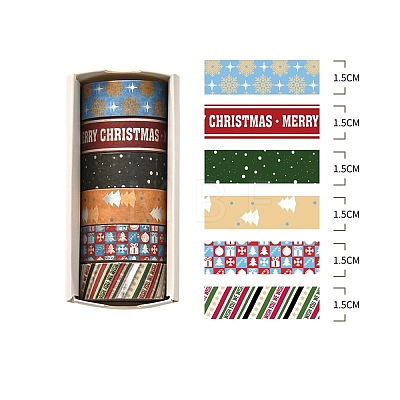 6 Rolls Christmas Paper Decorative Paper Tapes Set STIC-H002-09E-1