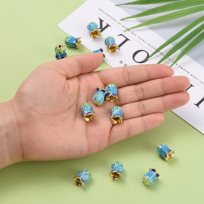 5-Petal Rack Plating Brass Enamel Bead Cap LS-X-KK-P024-13-RS-1