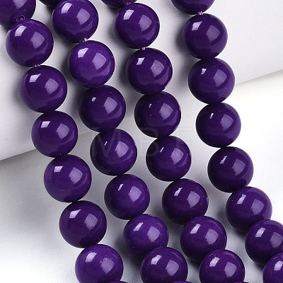 Natural Lepidolite/Purple Mica Stone Beads Strands G-T140-10mm-06-1