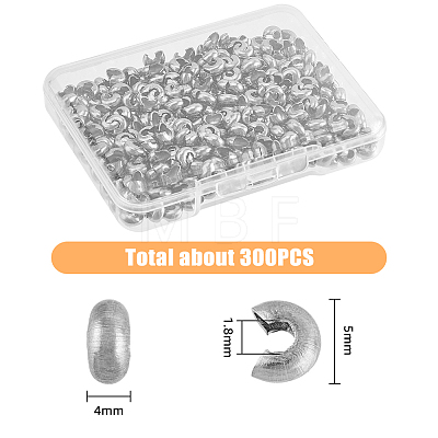 300Pcs 304 Stainless Steel Crimp Beads Covers STAS-HY0001-10-1