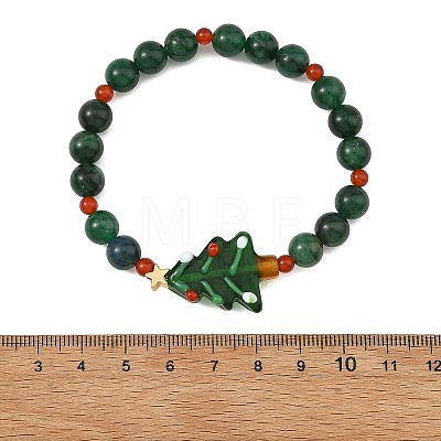 Handmade Lampwork Christmas Tree Bracelets BJEW-TA00758-1
