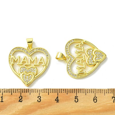 Mother's Day Brass Micro Pave Cubic Zirconia Pendants KK-H472-10G-06-1