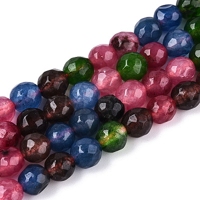 Dyed Natural White Jade Beads Strands G-T139-6mm-60-01-1