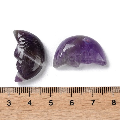 Natural Amethyst Carved Healing Moon with Human Face Figurines G-B062-06B-1